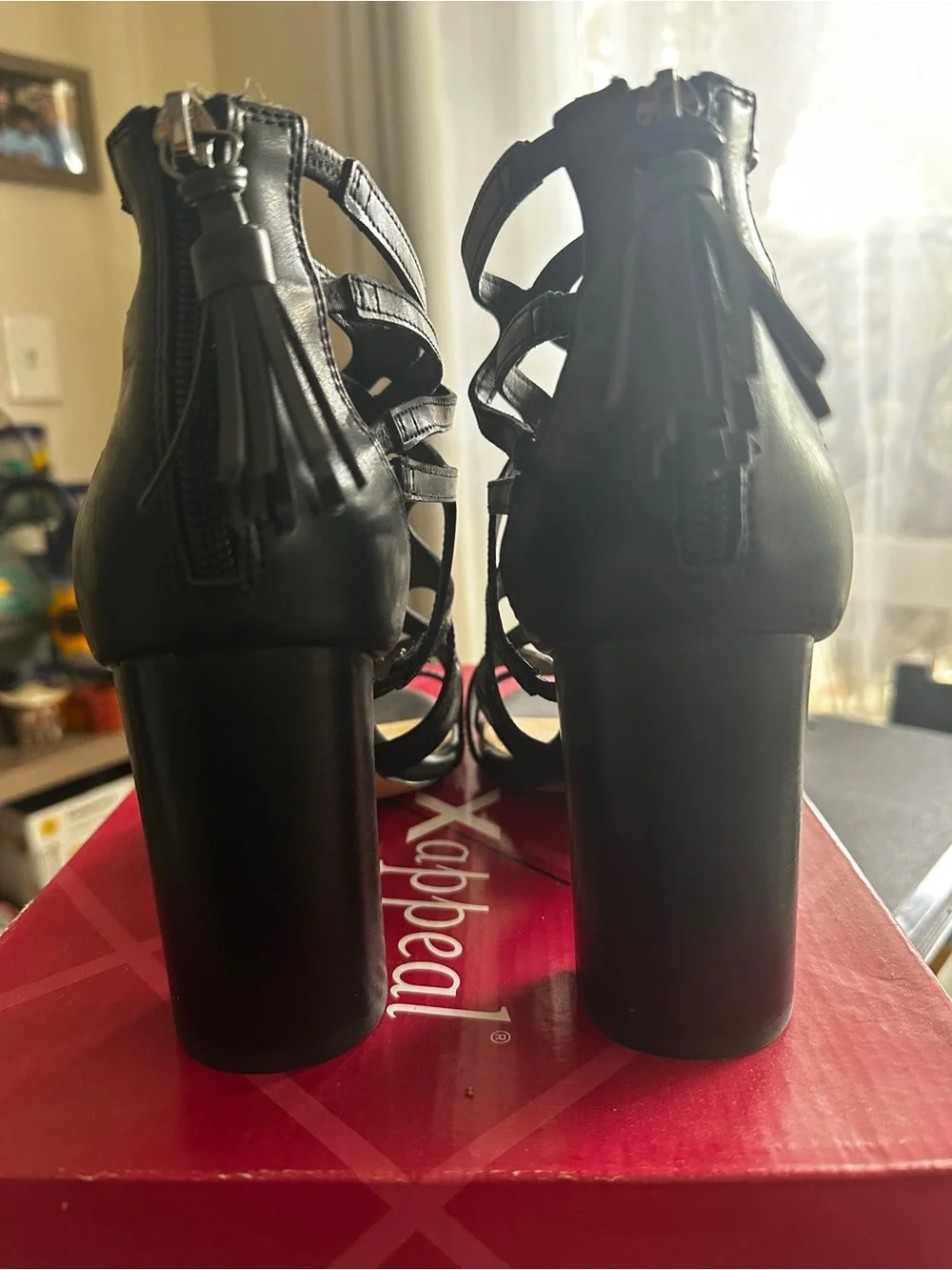 Xappeal Black Strappy Cutout High Heel Sandals